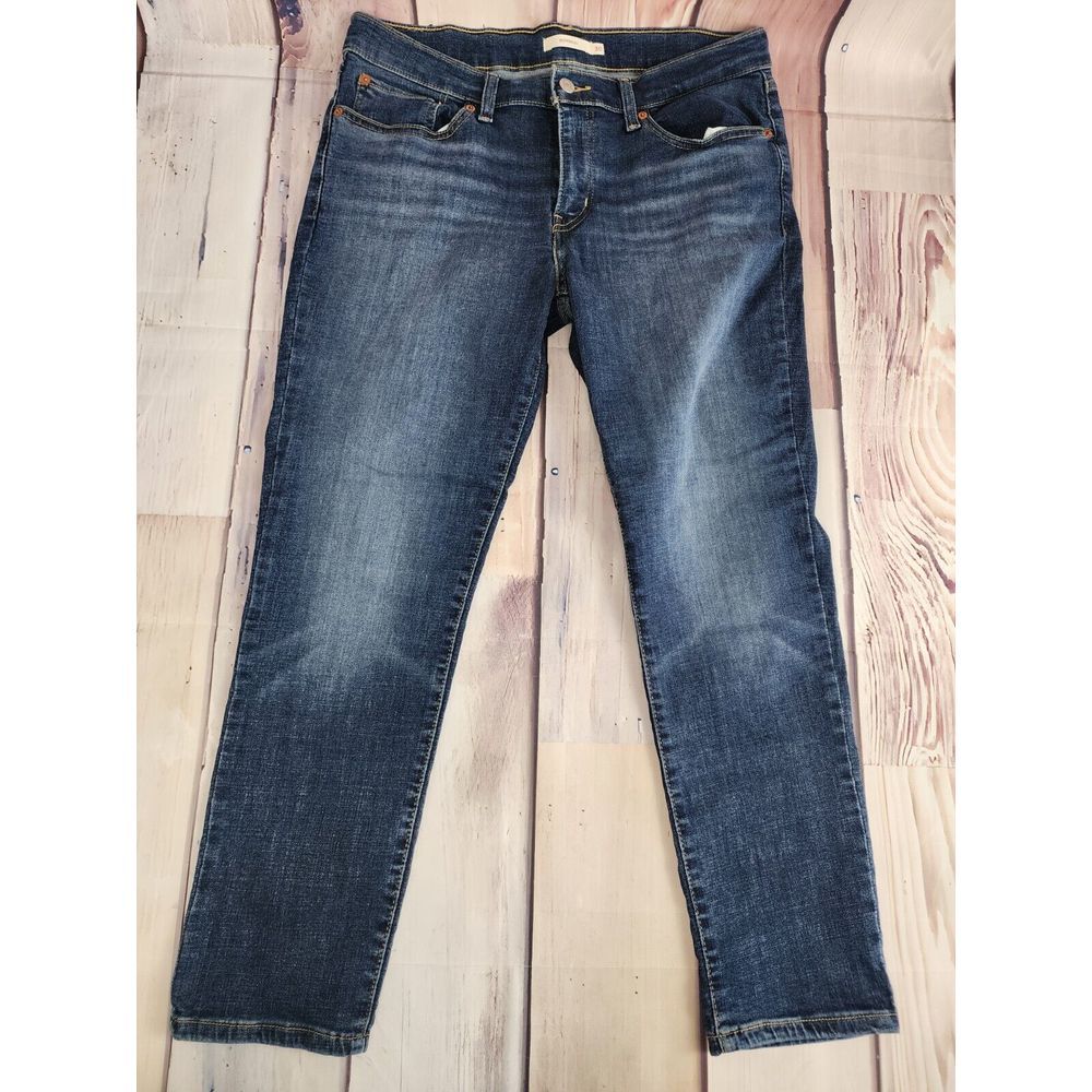 Levi's Boyfriend‎ Women's 30 Blue Denim Jeans Logo Patch Stretch 33x26.5 Actual - Picture 2 of 12